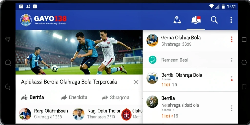 Antarmuka GAYO138 yang modern dan informatif tentang olahraga bola.