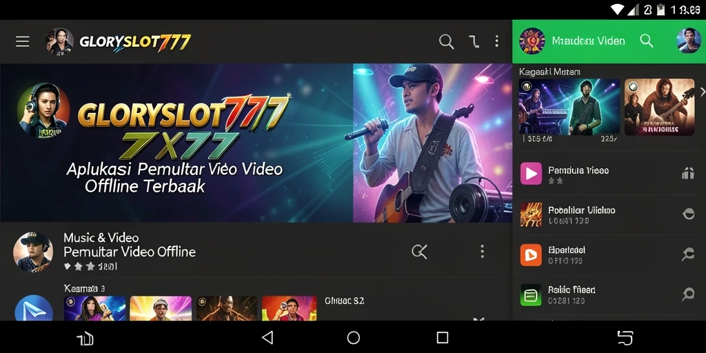 Antarmuka GLORYSLOT777 dengan fungsi Pemutar Video Offline yang intuitif.
