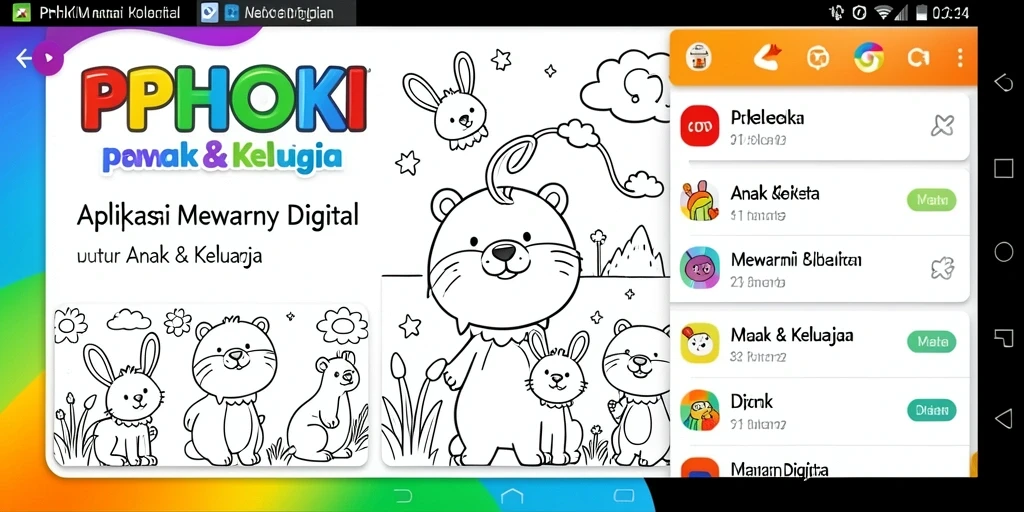 Antarmuka aplikasi PPHOKI yang penuh warna dan menarik untuk anak-anak.