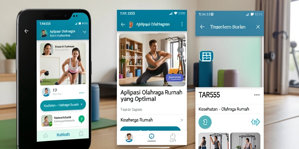 Tampilan intuitif aplikasi TAR555 dengan berbagai fungsi olahraga rumah.