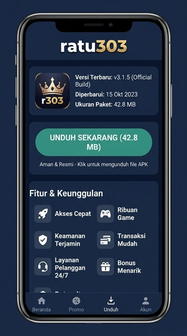 Tampilan halaman APK ratu303