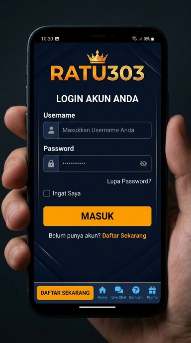 Tampilan halaman login ratu303